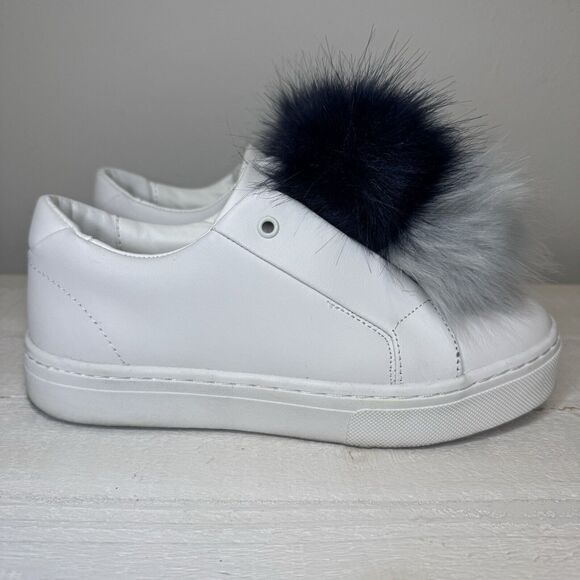 Sam Edelman Shoes - Sam Edelman Leya White Sneakers Shoes Faux Fur Pom Pom Size 6